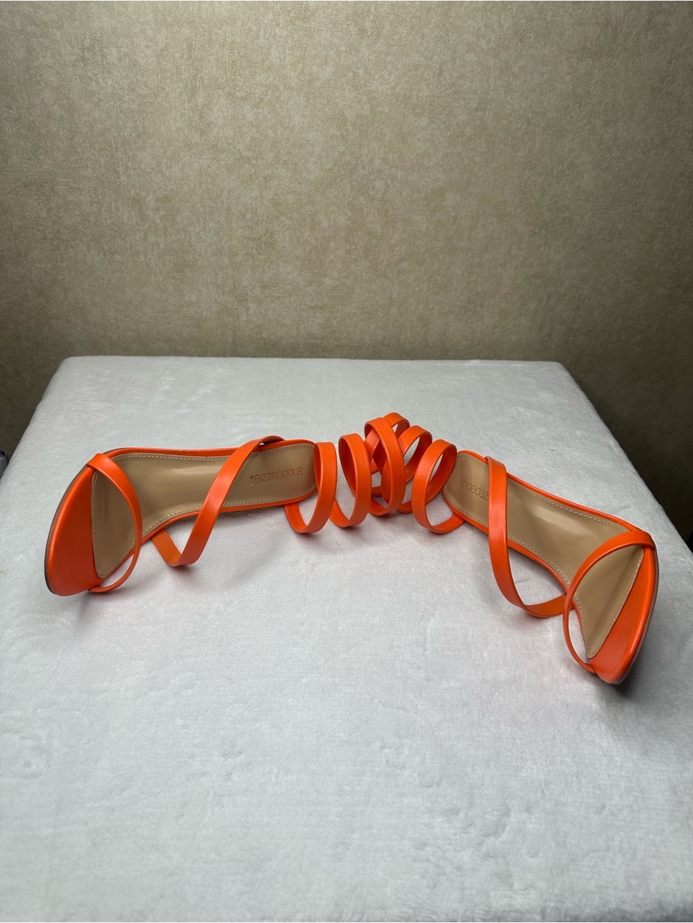 Shoe Dazzle Orange Spiral-Strap Heeled Sandals - Picture 10 of 16